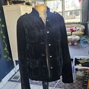 Velvet Black Military Style Jacket